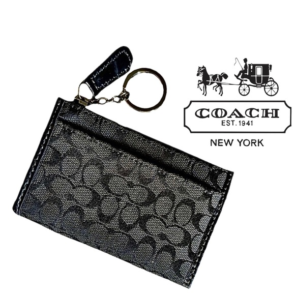 Coach Handbags - Coach Black Signature Canvas Mini Coin Purse